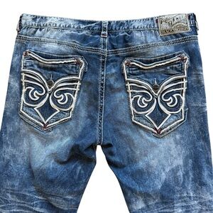 VINTAGE Y2K Affliction Black Premium Jeans Mens ACE 40x34 Acid Wash Straight Leg